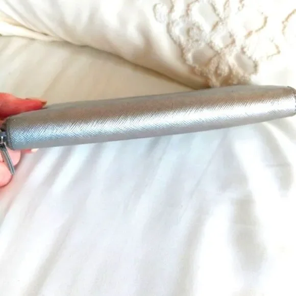 PRADA Metallic Leather Zip Around Wallet - Picture 6 of 16